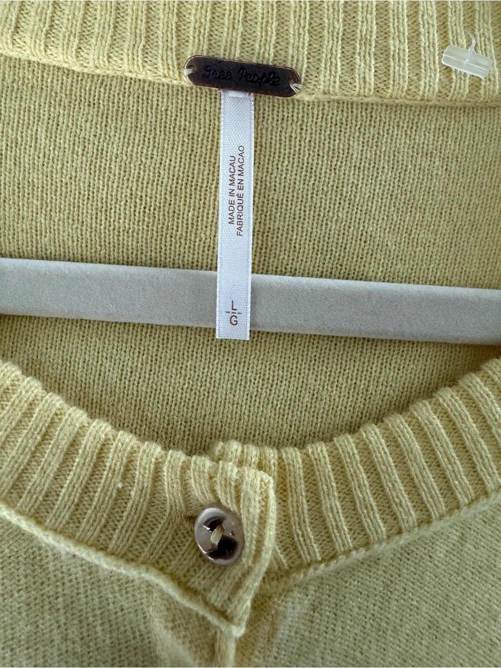 Free People Butter Yellow Wool Cardigan, Nocturnal Cardi Sweater, Large